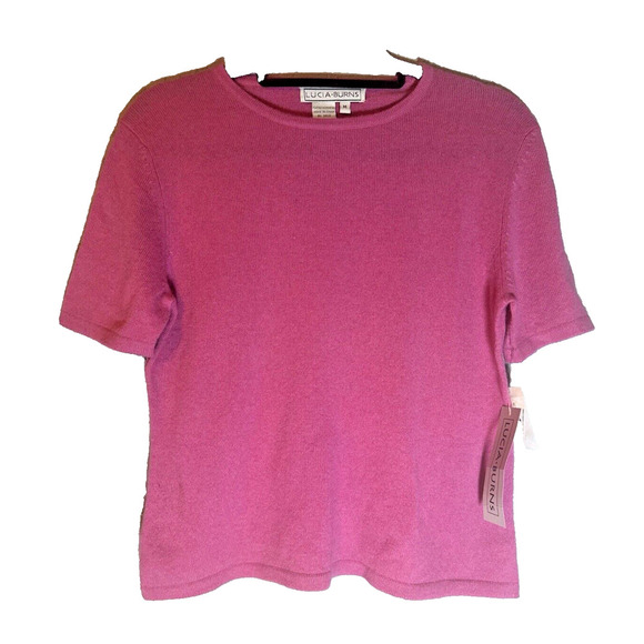 Lucia Burns 100% Cashmere Top Womens Sz M Barbie Pink Barbiecore Quiet Luxe - Picture 1 of 11